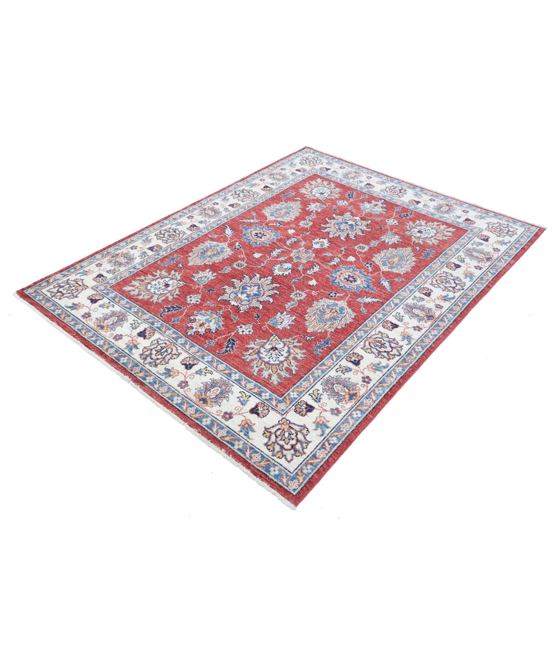 Ziegler 4'10'' X 6'6'' Hand-Knotted Wool Rug 4'10'' x 6'6'' (145 X 195) / Red / Ivory