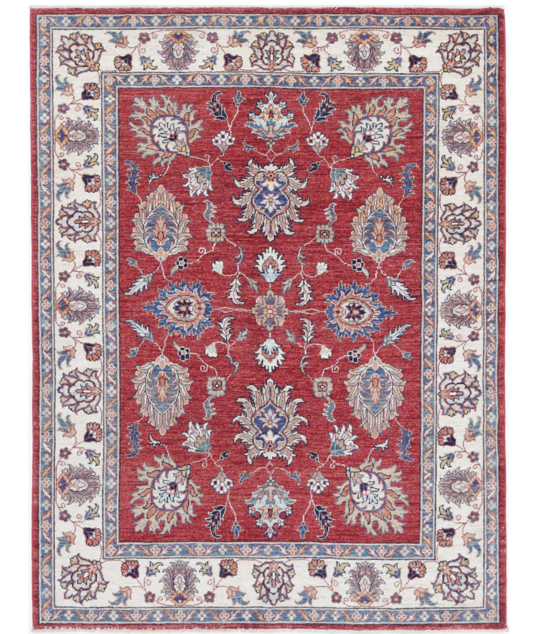 Ziegler 4'10'' X 6'6'' Hand-Knotted Wool Rug 4'10'' x 6'6'' (145 X 195) / Red / Ivory