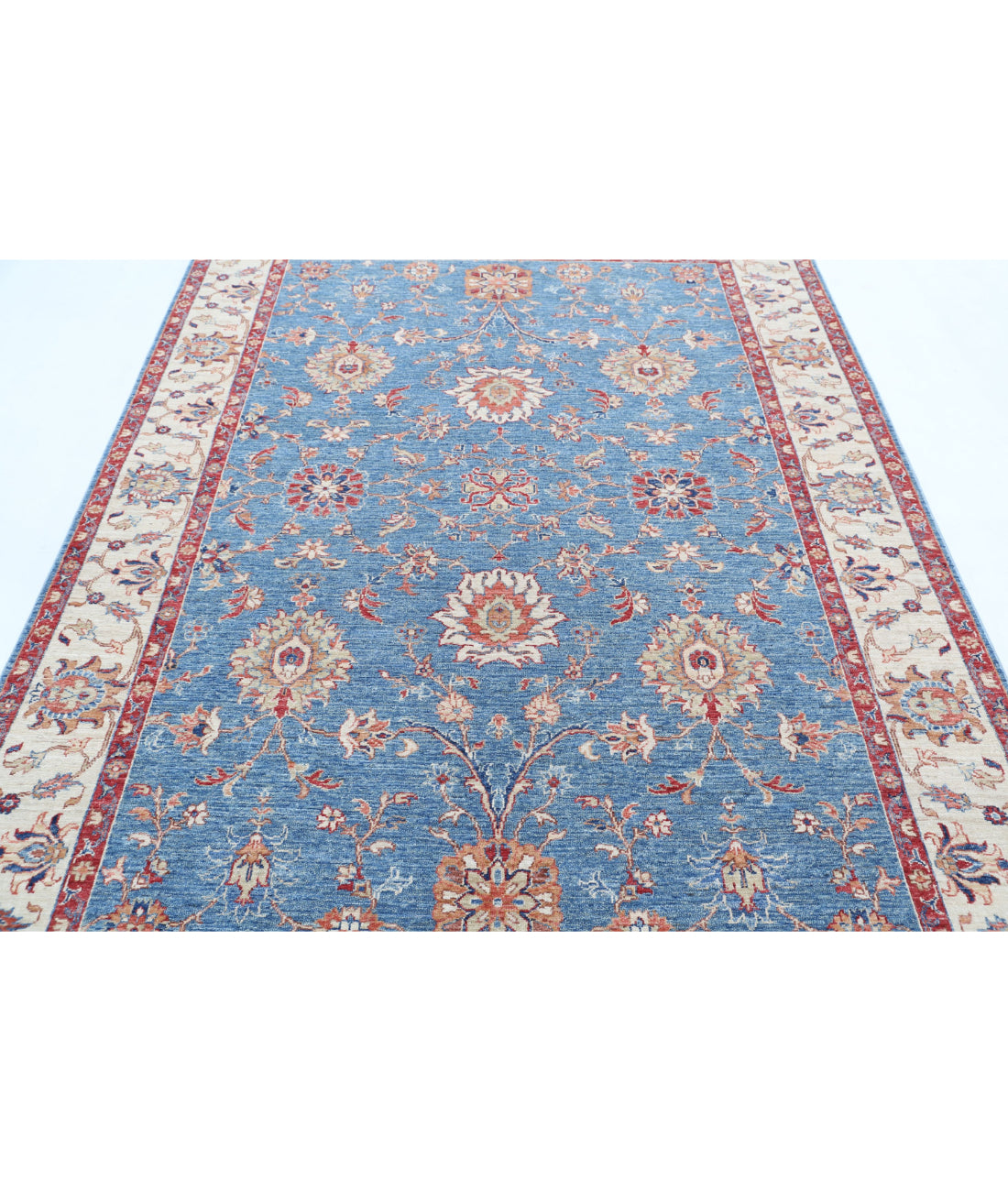 Ziegler 6'0'' X 8'3'' Hand-Knotted Wool Rug 6'0'' x 8'3'' (180 X 248) / Blue / Ivory