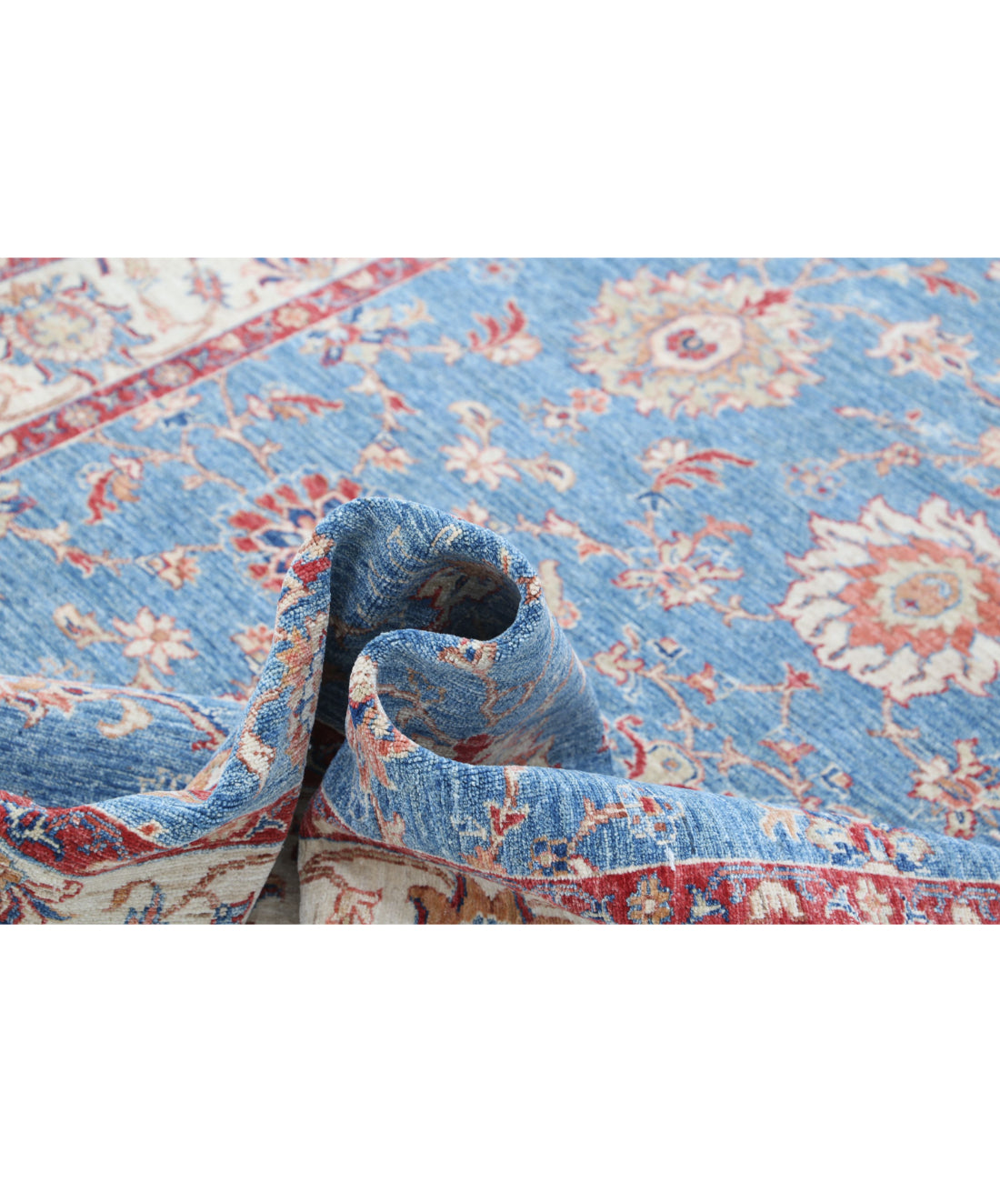 Ziegler 6'0'' X 8'3'' Hand-Knotted Wool Rug 6'0'' x 8'3'' (180 X 248) / Blue / Ivory