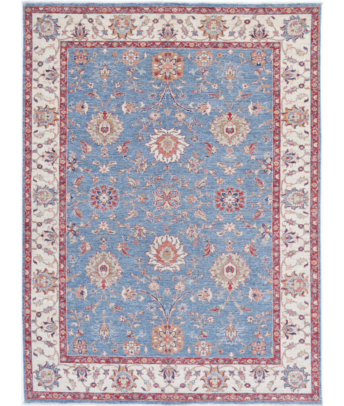 Ziegler 6'0'' X 8'3'' Hand-Knotted Wool Rug 6'0'' x 8'3'' (180 X 248) / Blue / Ivory