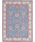 Ziegler 6'0'' X 8'3'' Hand-Knotted Wool Rug 6'0'' x 8'3'' (180 X 248) / Blue / Ivory