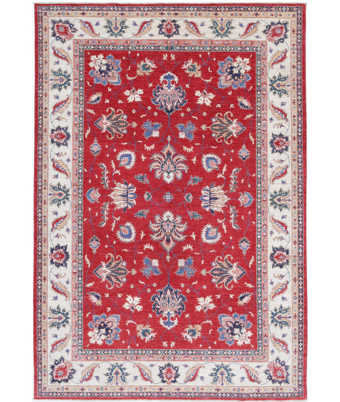 Ziegler 6'6'' X 9'4'' Hand-Knotted Wool Rug 6'6'' x 9'4'' (195 X 280) / Red / Ivory