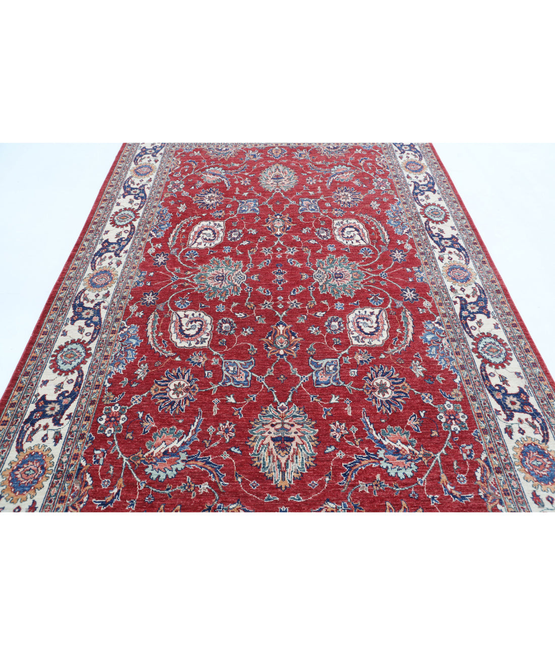 Ziegler 6'3'' X 9'9'' Hand-Knotted Wool Rug 6'3'' x 9'9'' (188 X 293) / Red / Ivory