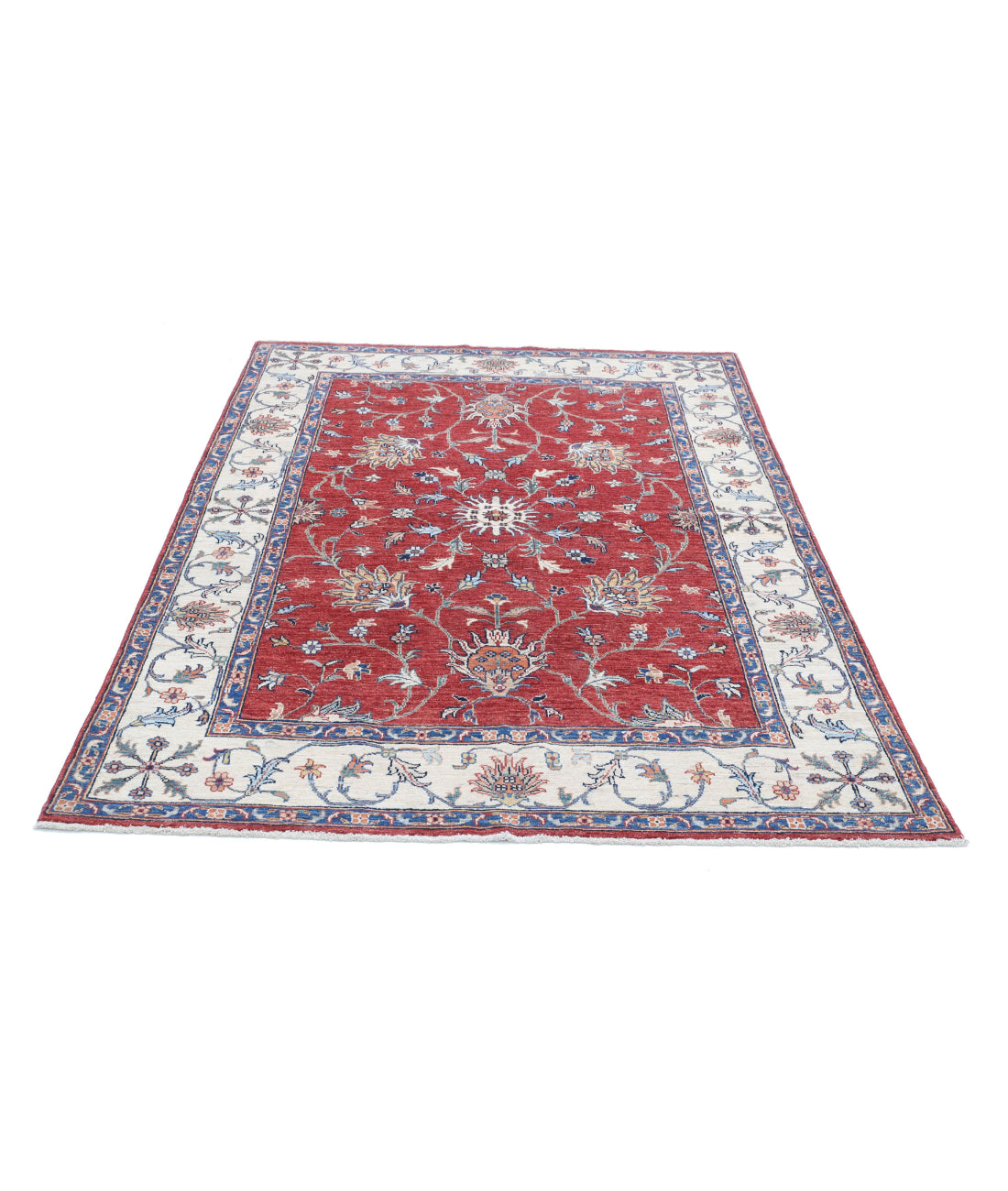 Ziegler 4'10'' X 6'9'' Hand-Knotted Wool Rug 4'10'' x 6'9'' (145 X 203) / Red / Ivory