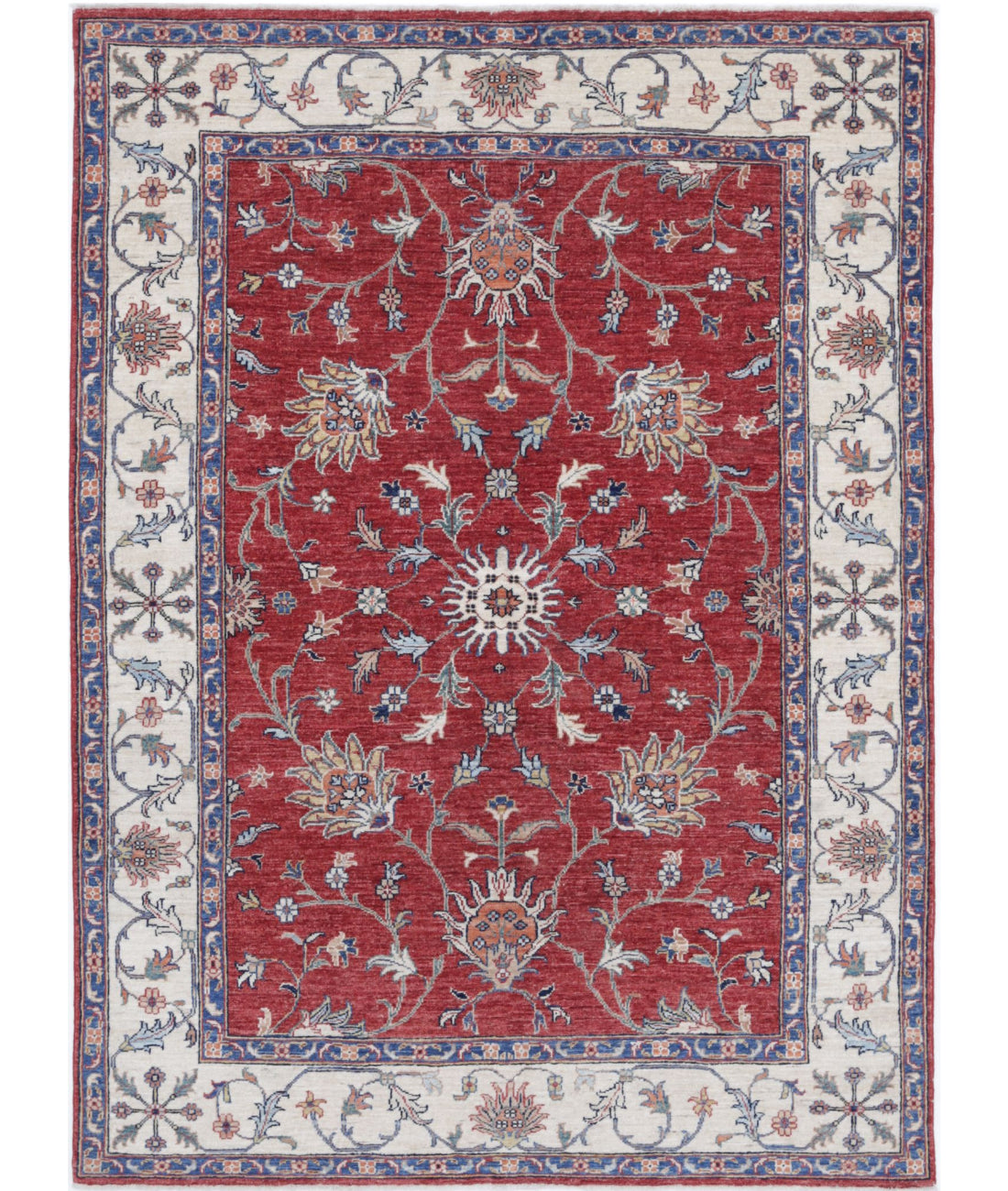 Ziegler 4'10'' X 6'9'' Hand-Knotted Wool Rug 4'10'' x 6'9'' (145 X 203) / Red / Ivory