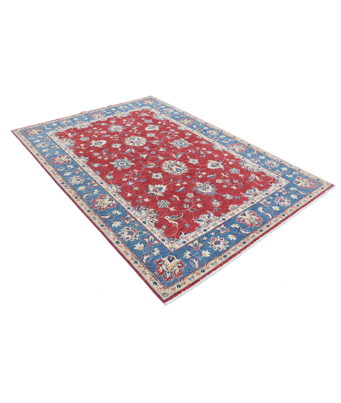 Ziegler 5'6'' X 7'6'' Hand-Knotted Wool Rug 5'6'' x 7'6'' (165 X 225) / Red / Blue