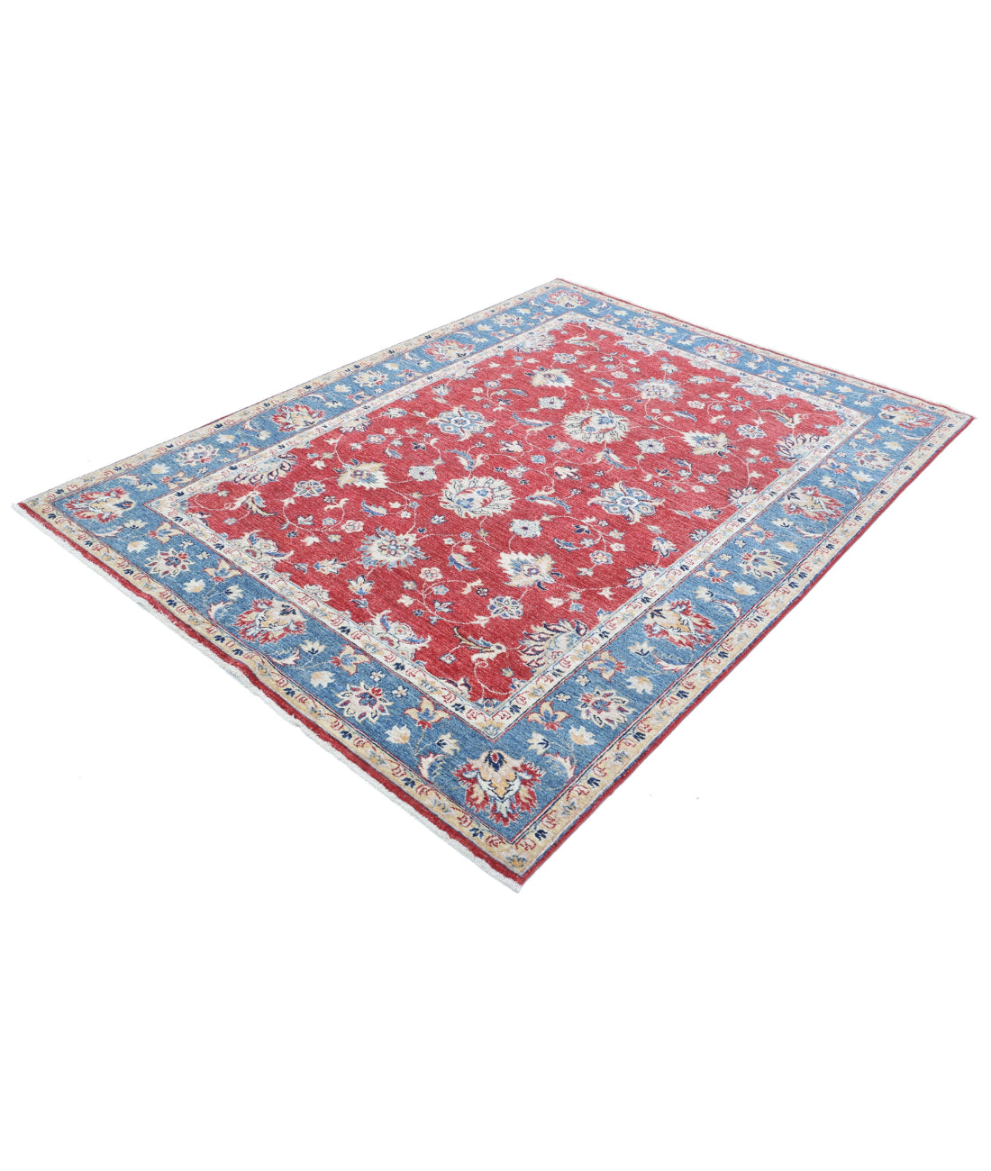 Ziegler 5'6'' X 7'6'' Hand-Knotted Wool Rug 5'6'' x 7'6'' (165 X 225) / Red / Blue