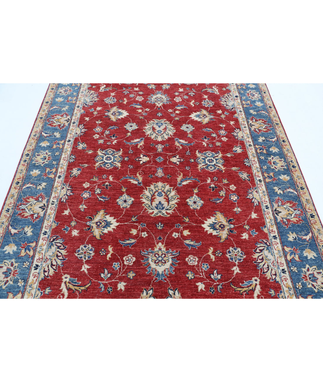 Ziegler 5'6'' X 7'6'' Hand-Knotted Wool Rug 5'6'' x 7'6'' (165 X 225) / Red / Blue