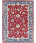 Ziegler 5'6'' X 7'6'' Hand-Knotted Wool Rug 5'6'' x 7'6'' (165 X 225) / Red / Blue