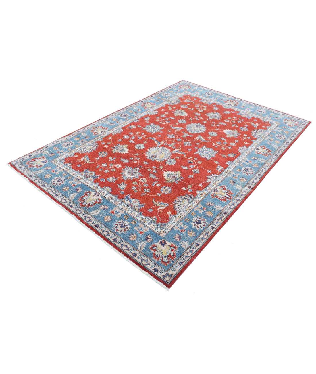 Ziegler 5'5'' X 7'10'' Hand-Knotted Wool Rug 5'5'' x 7'10'' (163 X 235) / Red / Blue