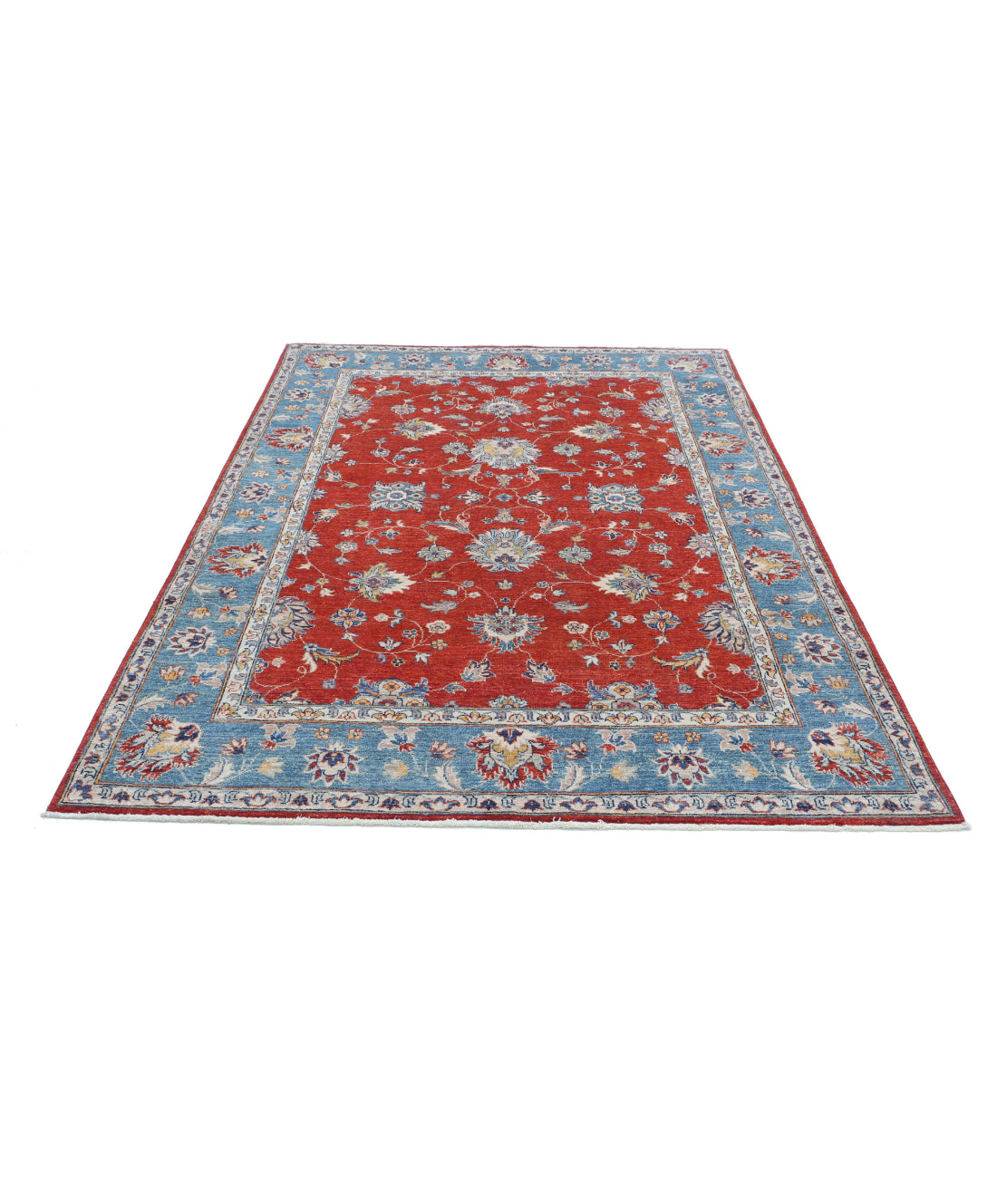 Ziegler 5'5'' X 7'10'' Hand-Knotted Wool Rug 5'5'' x 7'10'' (163 X 235) / Red / Blue