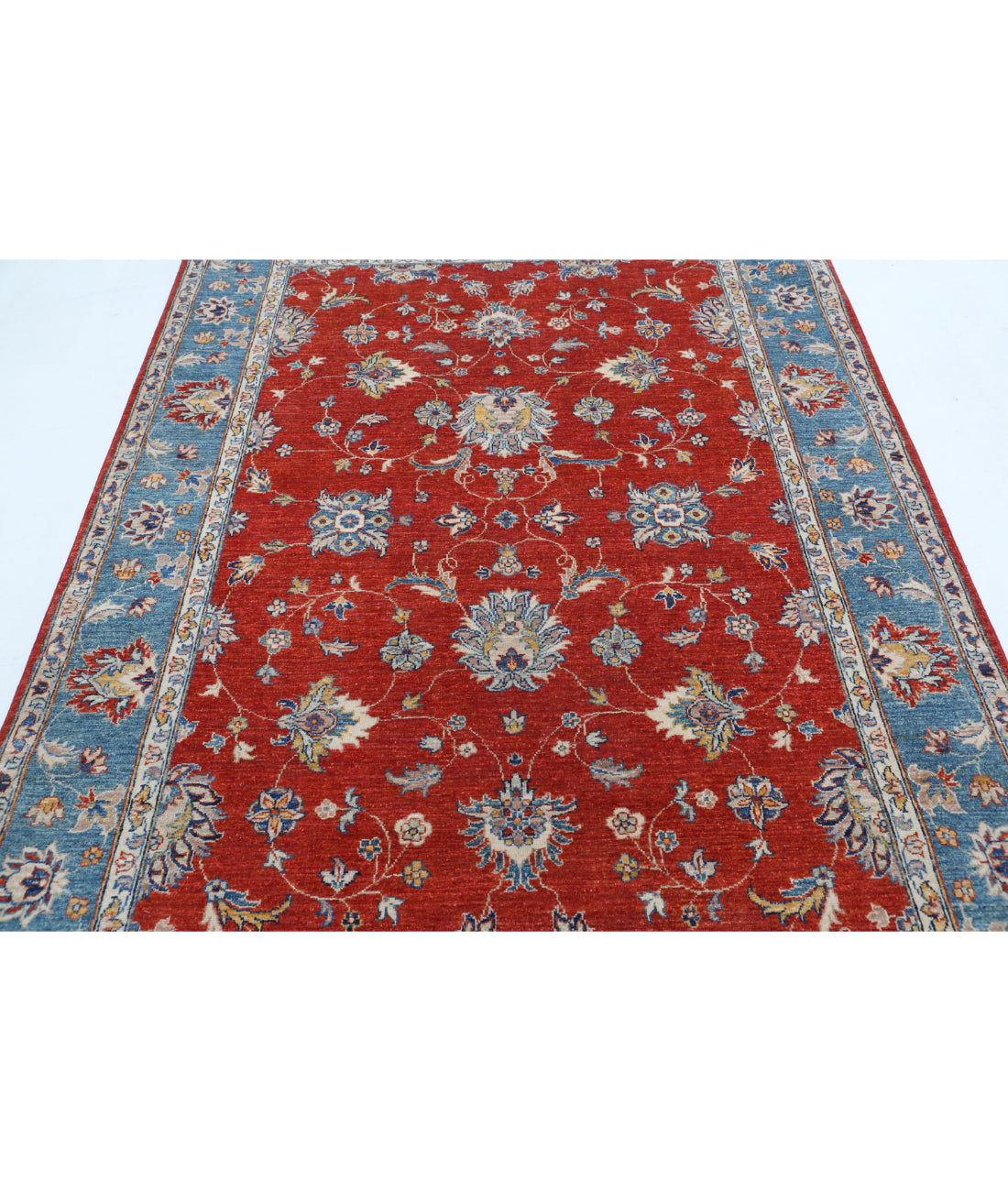 Ziegler 5'5'' X 7'10'' Hand-Knotted Wool Rug 5'5'' x 7'10'' (163 X 235) / Red / Blue