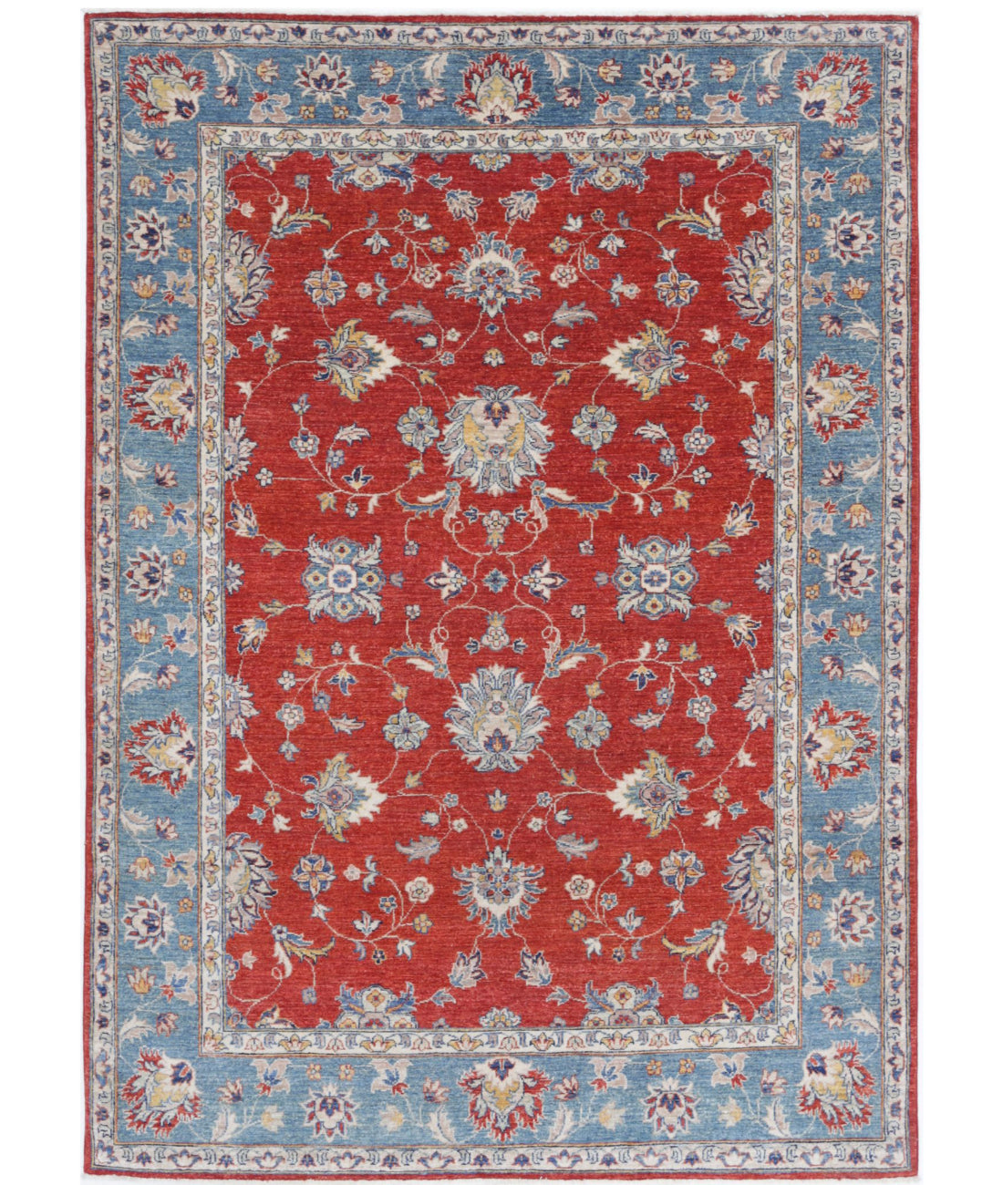 Ziegler 5'5'' X 7'10'' Hand-Knotted Wool Rug 5'5'' x 7'10'' (163 X 235) / Red / Blue