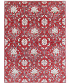 Artemix 5'6'' X 7'6'' Hand-Knotted Wool Rug 5'6'' x 7'6'' (165 X 225) / Red / Ivory