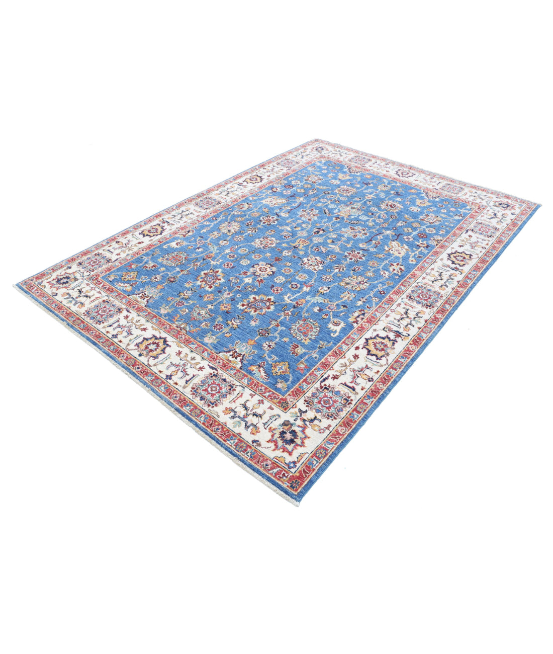 Ziegler 5'6'' X 7'9'' Hand-Knotted Wool Rug 5'6'' x 7'9'' (165 X 233) / Blue / Ivory