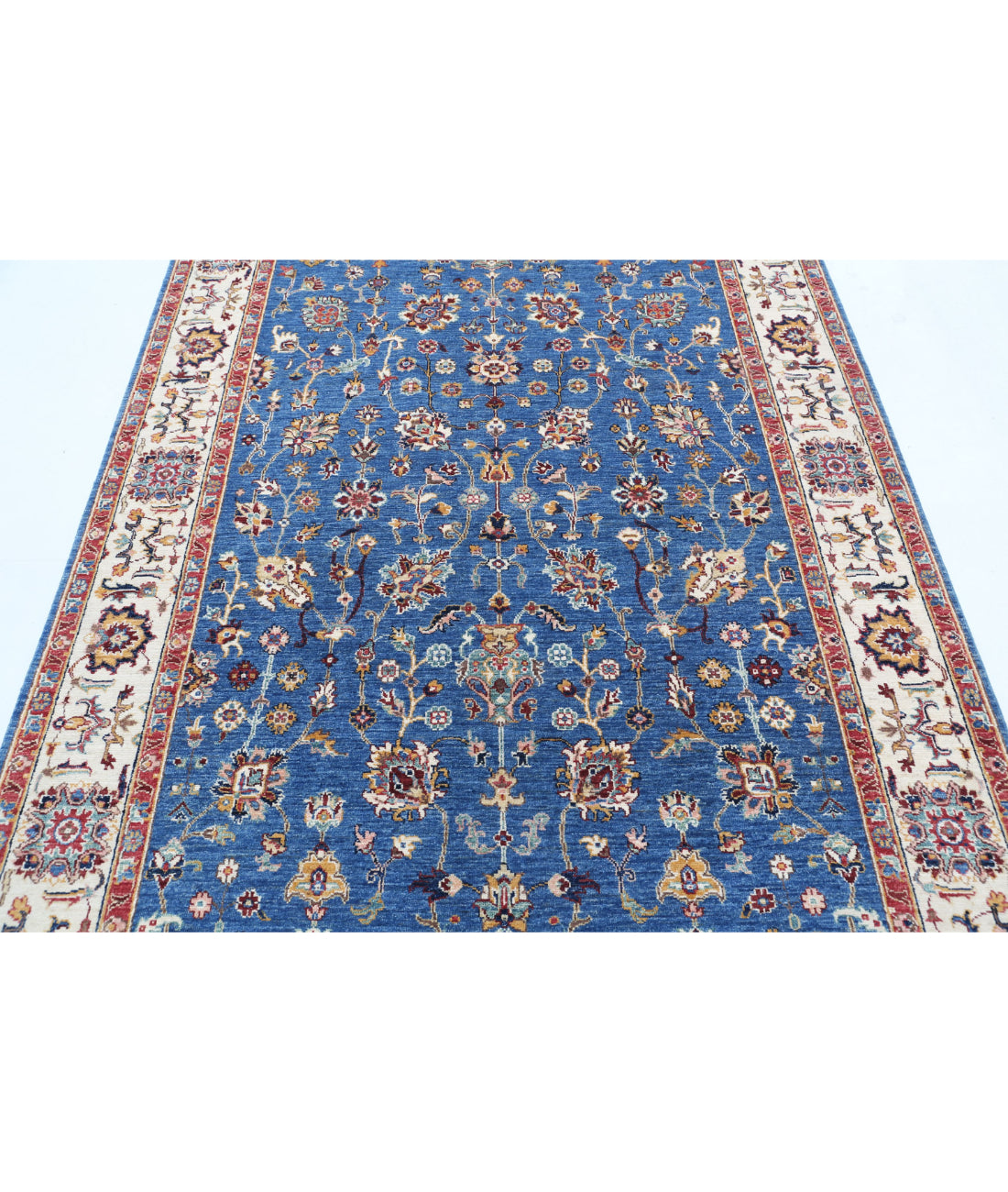 Ziegler 5'6'' X 7'9'' Hand-Knotted Wool Rug 5'6'' x 7'9'' (165 X 233) / Blue / Ivory