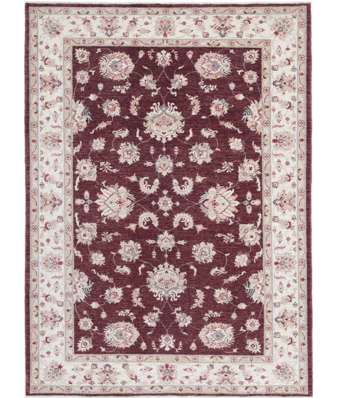 Ziegler 5'7'' X 7'7'' Hand-Knotted Wool Rug 5'7'' x 7'7'' (168 X 228) / Burgundy / Ivory