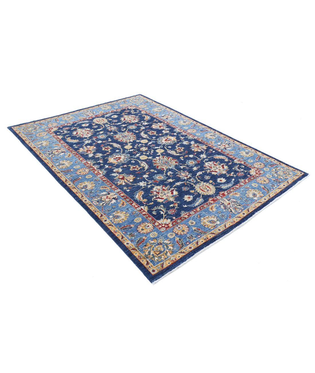 Ziegler 5'8'' X 7'10'' Hand-Knotted Wool Rug 5'8'' x 7'10'' (170 X 235) / Blue / Gold