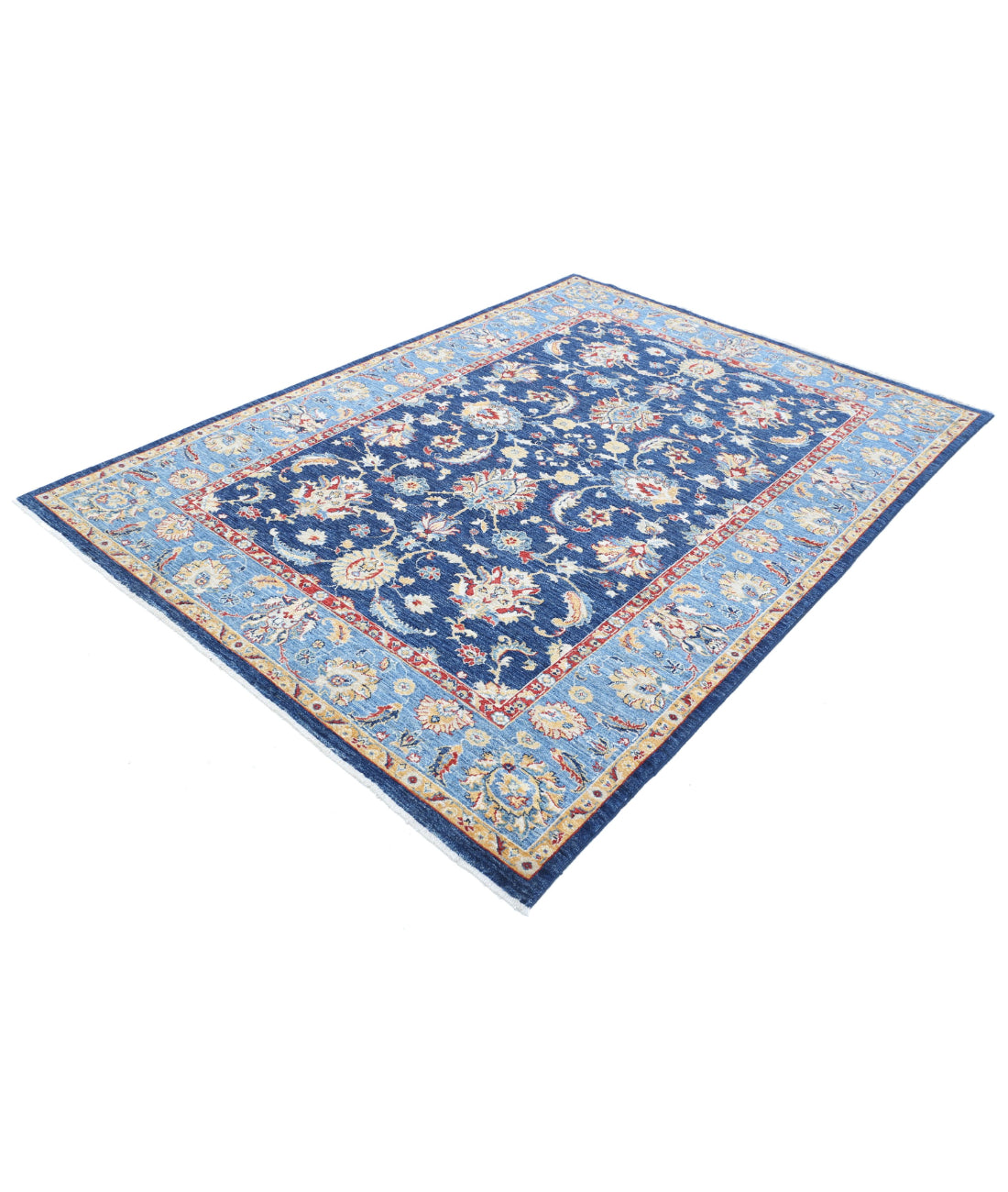 Ziegler 5'8'' X 7'10'' Hand-Knotted Wool Rug 5'8'' x 7'10'' (170 X 235) / Blue / Gold