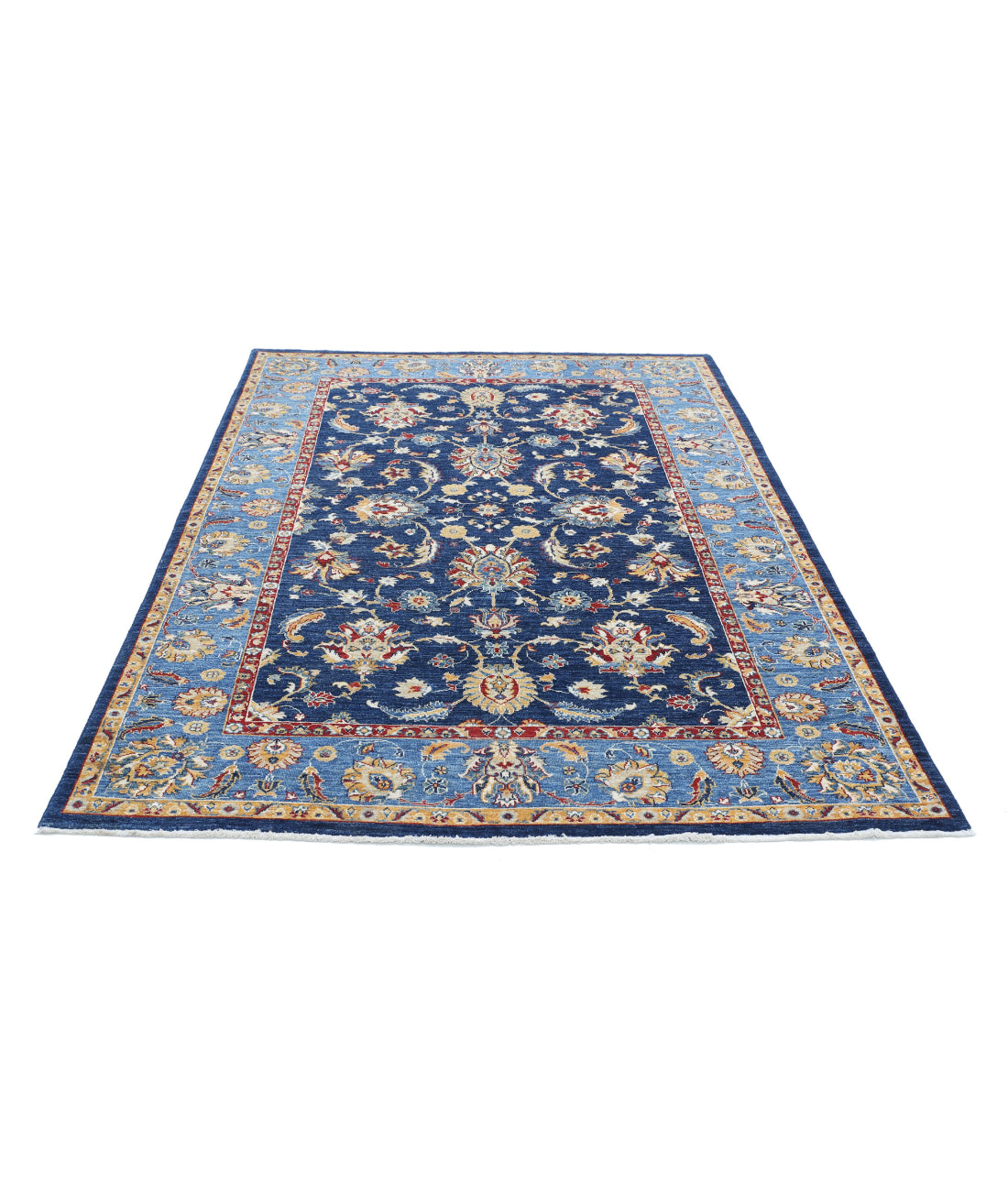 Ziegler 5'8'' X 7'10'' Hand-Knotted Wool Rug 5'8'' x 7'10'' (170 X 235) / Blue / Gold