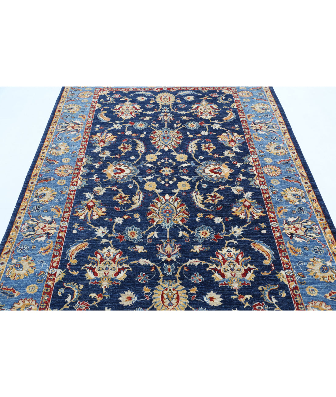 Ziegler 5'8'' X 7'10'' Hand-Knotted Wool Rug 5'8'' x 7'10'' (170 X 235) / Blue / Gold