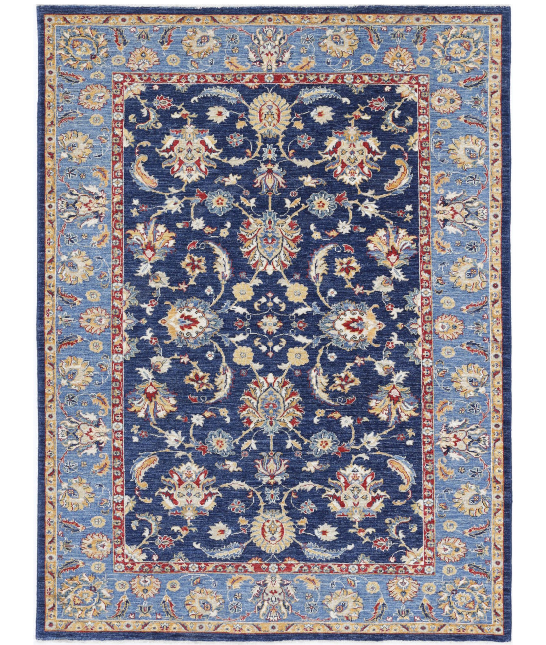 Ziegler 5'8'' X 7'10'' Hand-Knotted Wool Rug 5'8'' x 7'10'' (170 X 235) / Blue / Gold