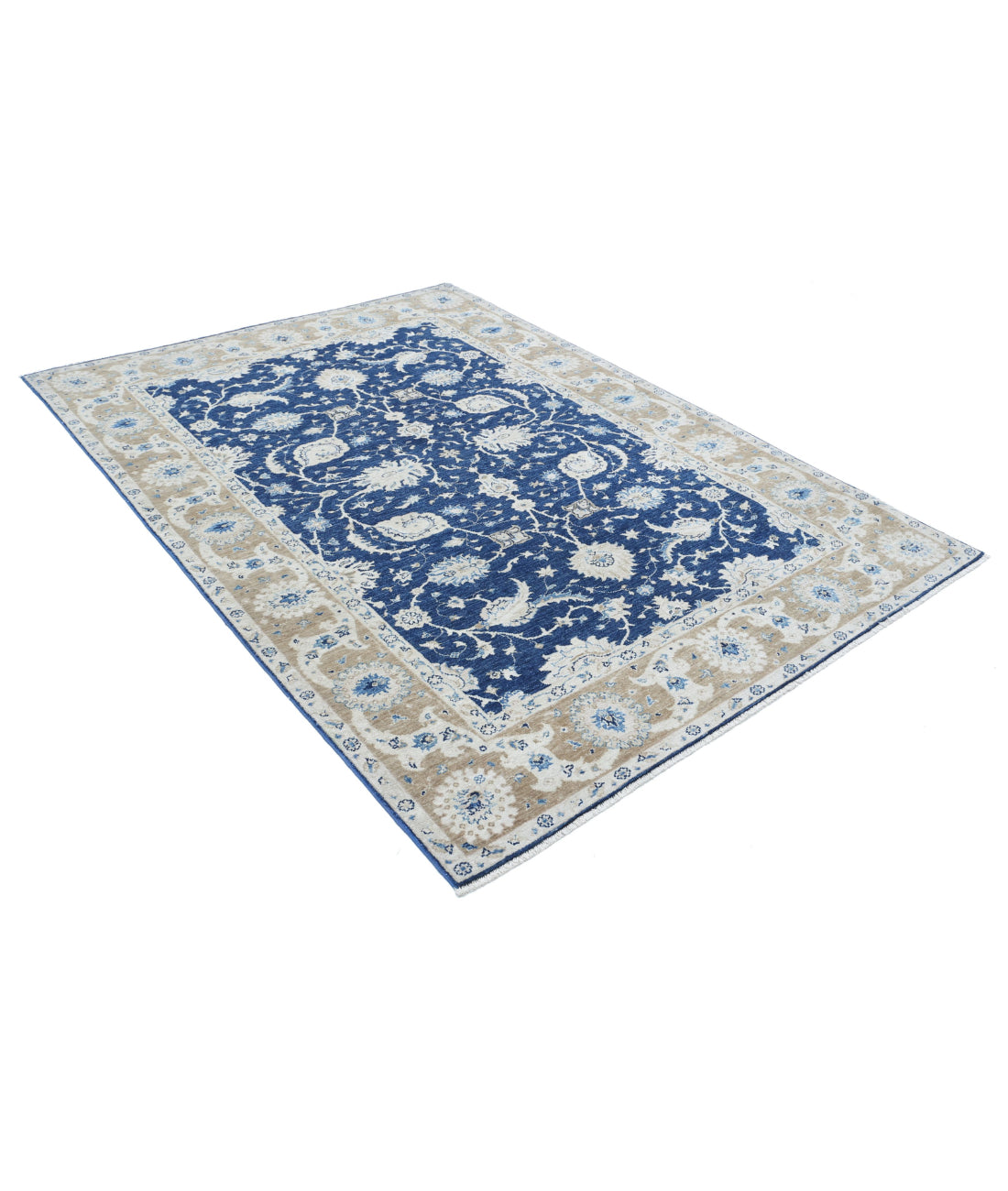 Ziegler 5'6'' X 7'11'' Hand-Knotted Wool Rug 5'6'' x 7'11'' (165 X 238) / Blue / Taupe