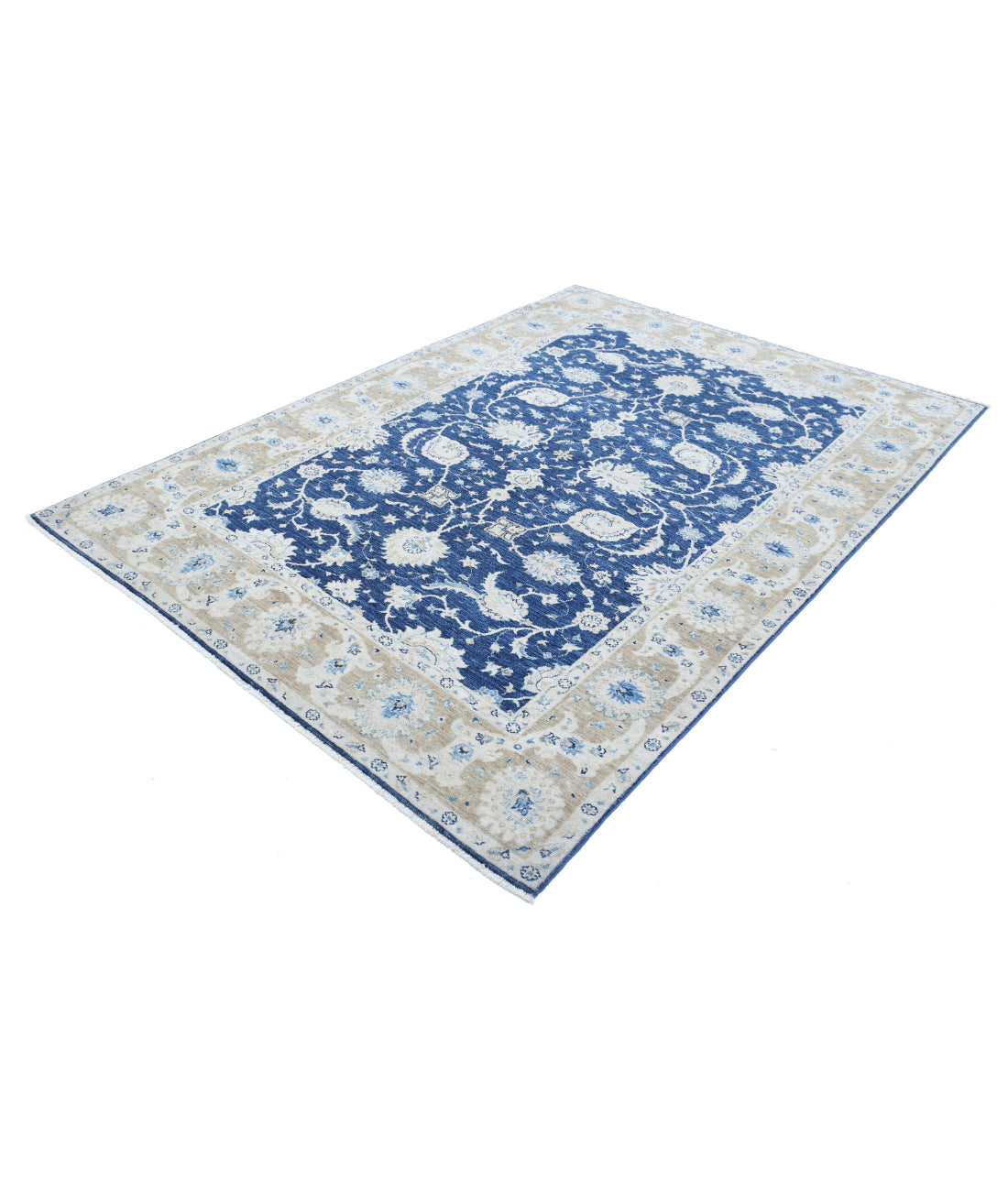 Ziegler 5'6'' X 7'11'' Hand-Knotted Wool Rug 5'6'' x 7'11'' (165 X 238) / Blue / Taupe