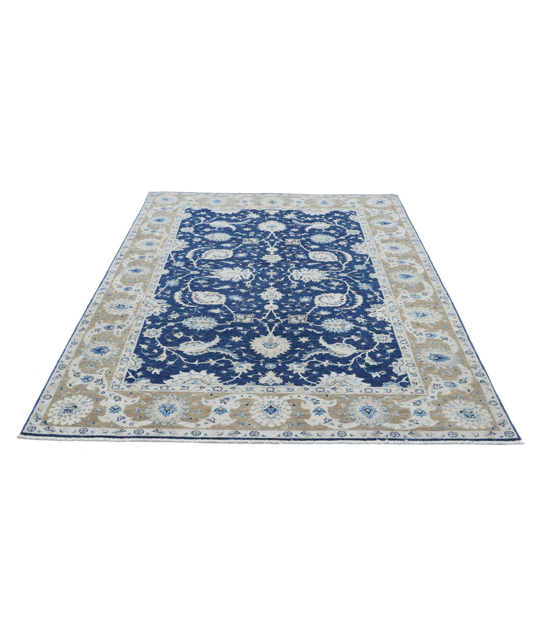 Ziegler 5'6'' X 7'11'' Hand-Knotted Wool Rug 5'6'' x 7'11'' (165 X 238) / Blue / Taupe