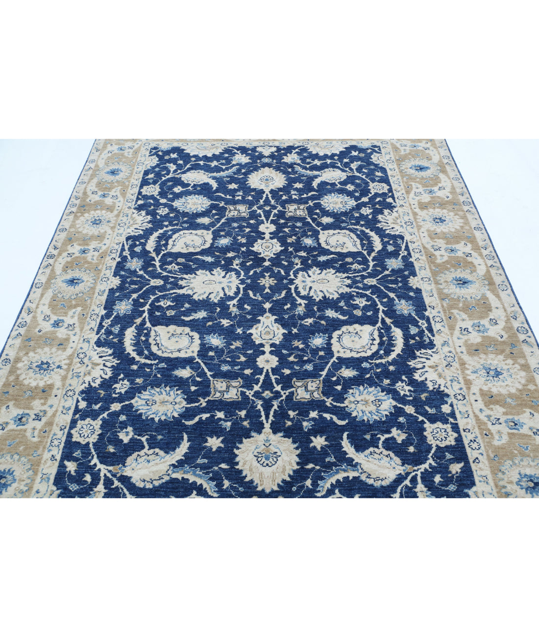 Ziegler 5'6'' X 7'11'' Hand-Knotted Wool Rug 5'6'' x 7'11'' (165 X 238) / Blue / Taupe