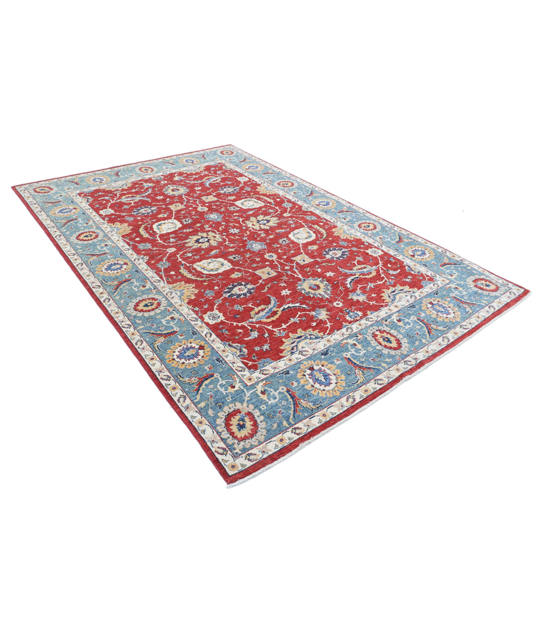 Ziegler 6'5'' X 9'8'' Hand-Knotted Wool Rug 6'5'' x 9'8'' (193 X 290) / Red / Blue