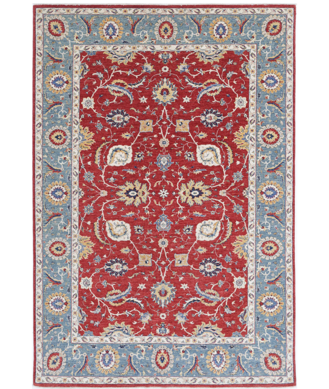 Ziegler 6'5'' X 9'8'' Hand-Knotted Wool Rug 6'5'' x 9'8'' (193 X 290) / Red / Blue