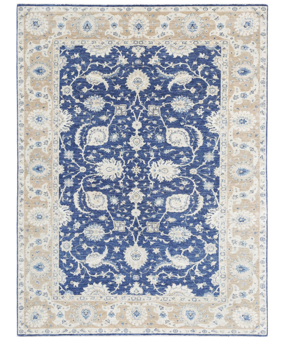 Ziegler 5'8'' X 7'6'' Hand-Knotted Wool Rug 5'8'' x 7'6'' (170 X 225) / Blue / Taupe