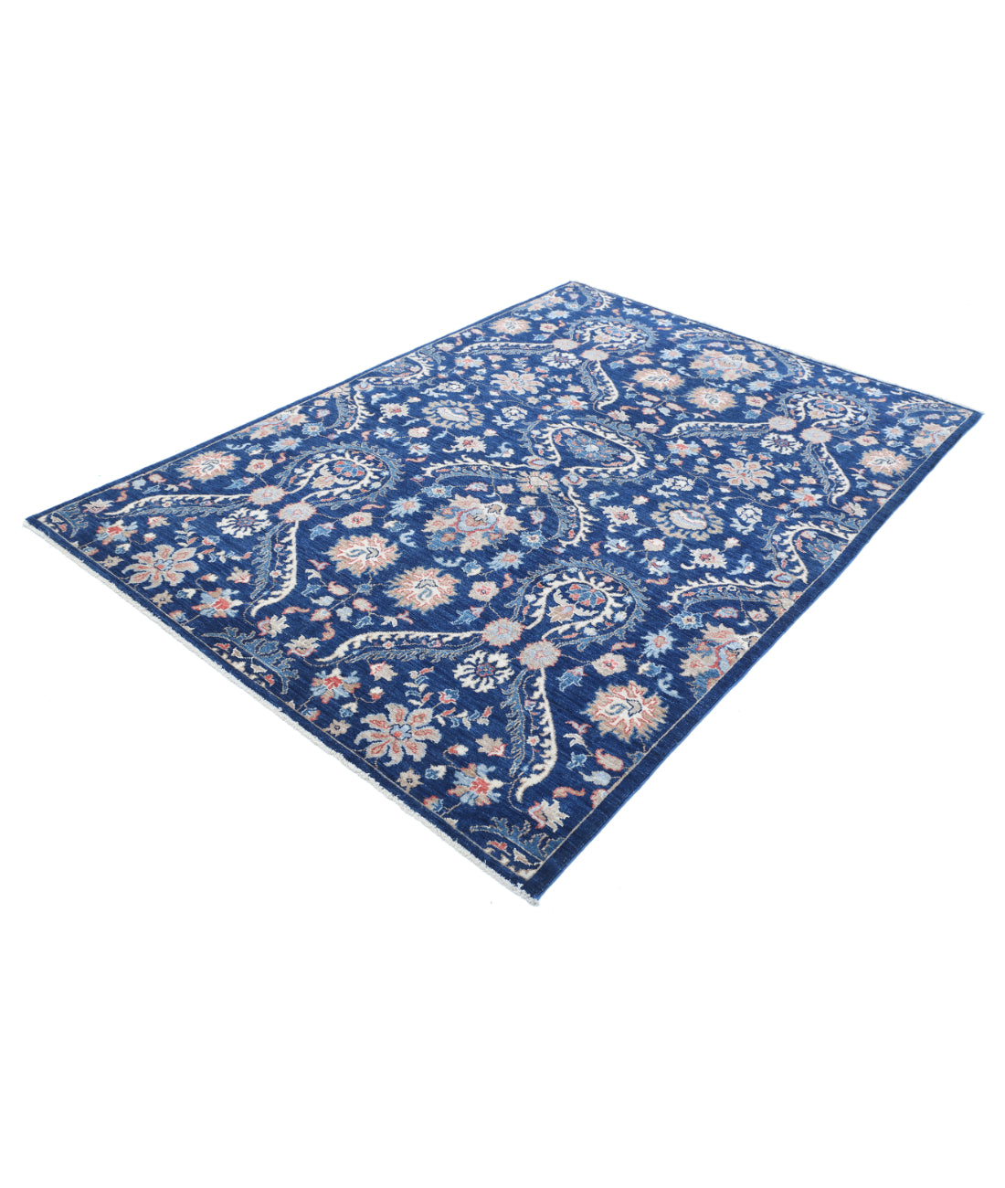 Artemix 5'4'' X 7'6'' Hand-Knotted Wool Rug 5'4'' x 7'6'' (160 X 225) / Blue / Ivory