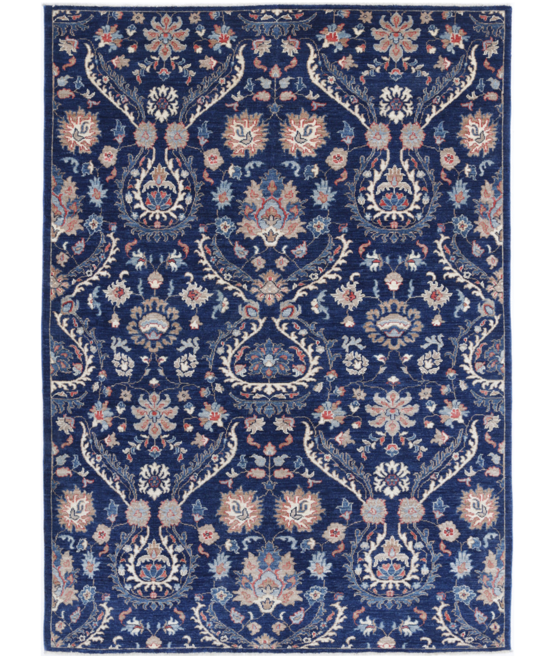 Artemix 5'4'' X 7'6'' Hand-Knotted Wool Rug 5'4'' x 7'6'' (160 X 225) / Blue / Ivory