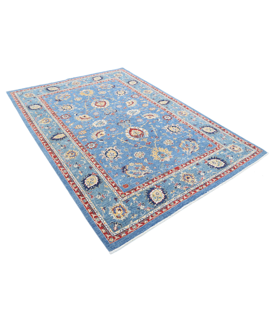 Ziegler 5'7'' X 7'10'' Hand-Knotted Wool Rug 5'7'' x 7'10'' (168 X 235) / Blue / Red