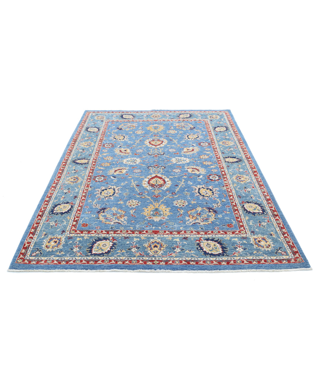 Ziegler 5'7'' X 7'10'' Hand-Knotted Wool Rug 5'7'' x 7'10'' (168 X 235) / Blue / Red