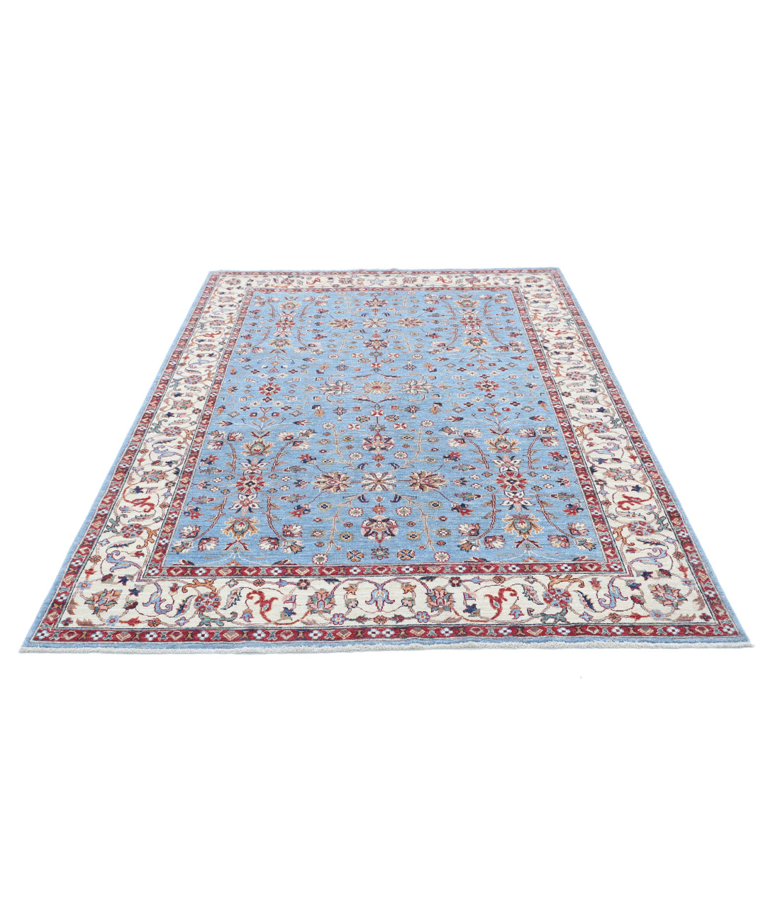 Ziegler 5'9'' X 7'9'' Hand-Knotted Wool Rug 5'9'' x 7'9'' (173 X 233) / Blue / Ivory