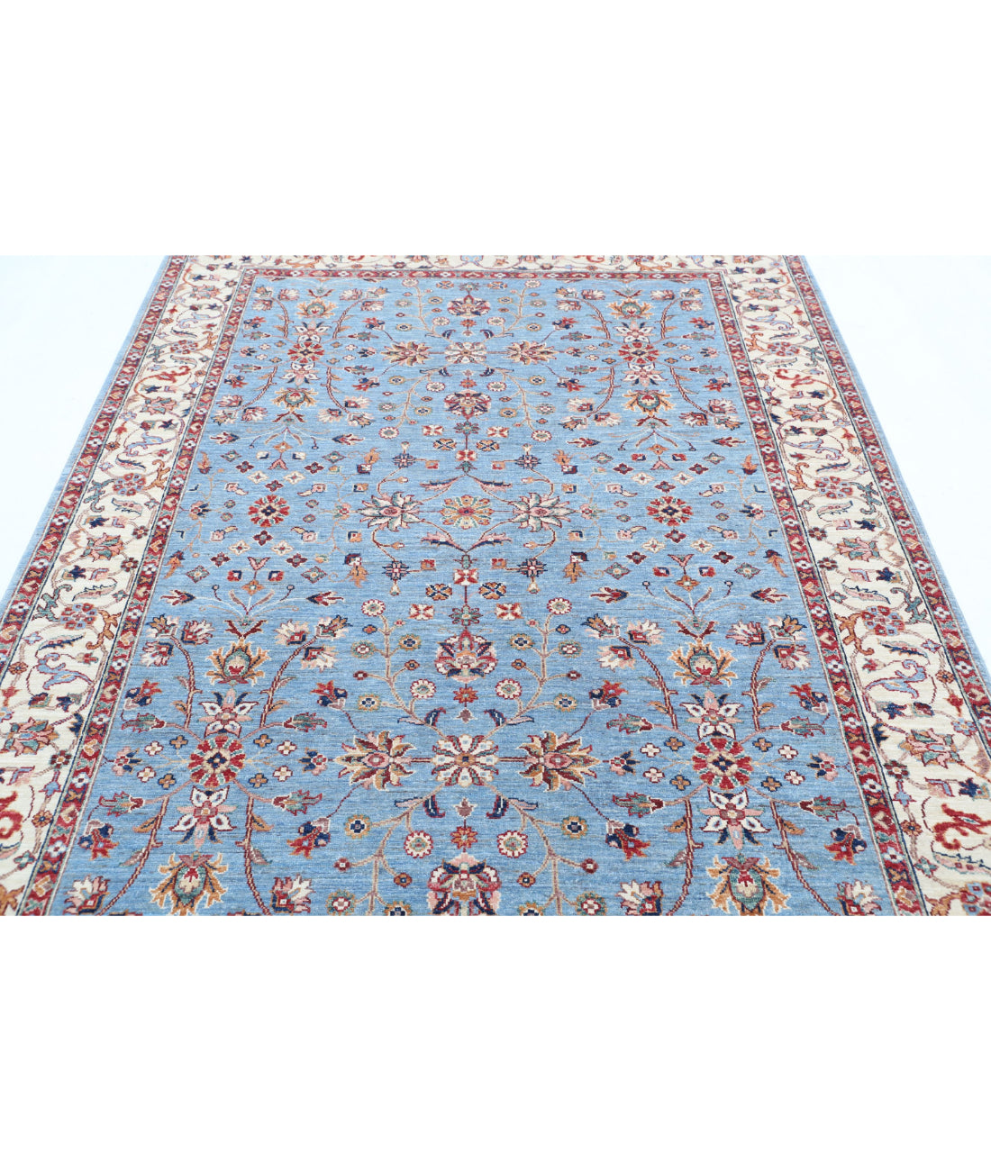 Ziegler 5'9'' X 7'9'' Hand-Knotted Wool Rug 5'9'' x 7'9'' (173 X 233) / Blue / Ivory