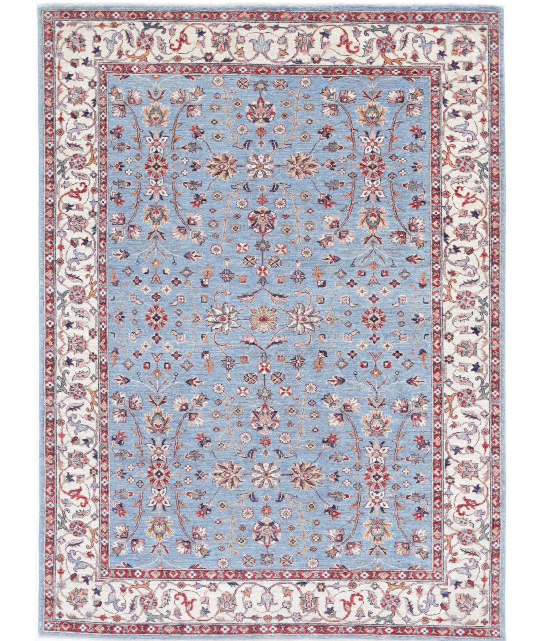 Ziegler 5'9'' X 7'9'' Hand-Knotted Wool Rug 5'9'' x 7'9'' (173 X 233) / Blue / Ivory