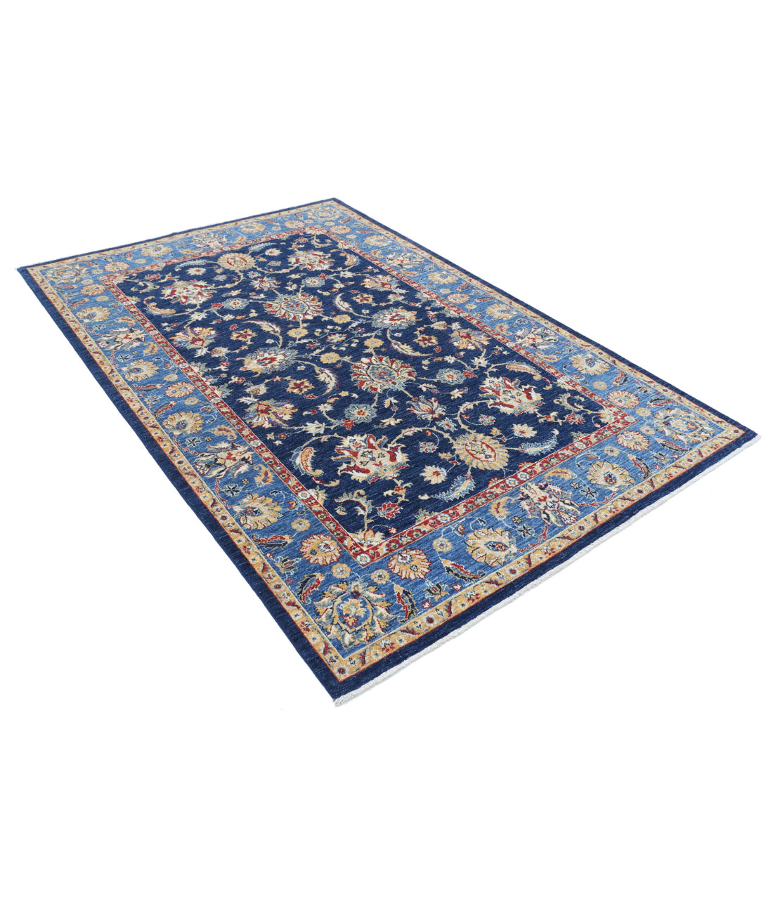 Ziegler 5'6'' X 8'1'' Hand-Knotted Wool Rug 5'6'' x 8'1'' (165 X 243) / Blue / Gold