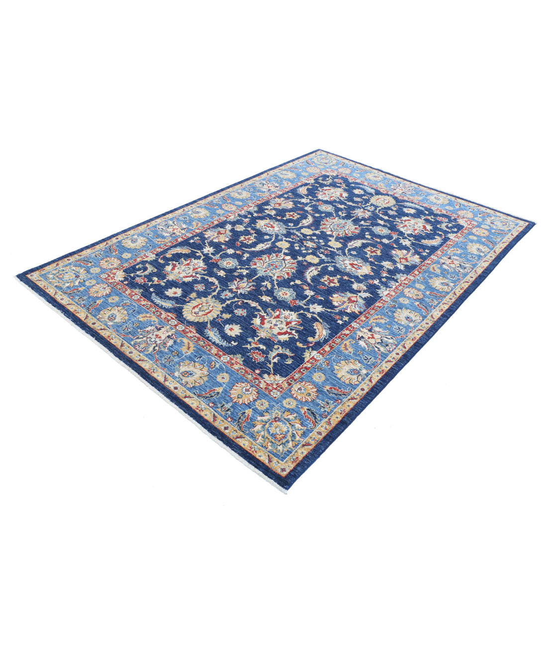 Ziegler 5'6'' X 8'1'' Hand-Knotted Wool Rug 5'6'' x 8'1'' (165 X 243) / Blue / Gold