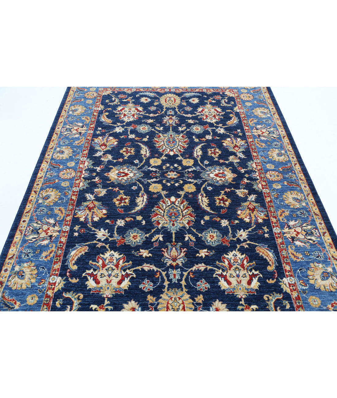 Ziegler 5'6'' X 8'1'' Hand-Knotted Wool Rug 5'6'' x 8'1'' (165 X 243) / Blue / Gold