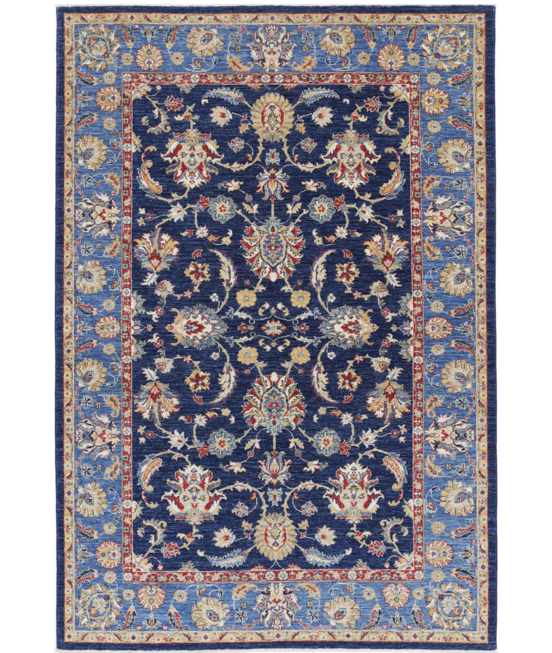 Ziegler 5'6'' X 8'1'' Hand-Knotted Wool Rug 5'6'' x 8'1'' (165 X 243) / Blue / Gold