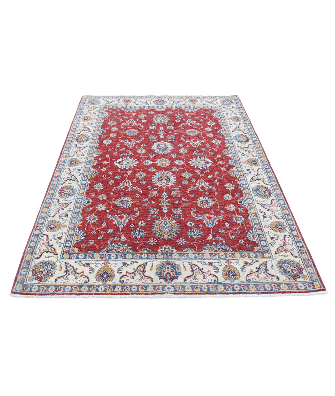 Ziegler 4'11'' X 6'7'' Hand-Knotted Wool Rug 4'11'' x 6'7'' (148 X 198) / Red / Ivory