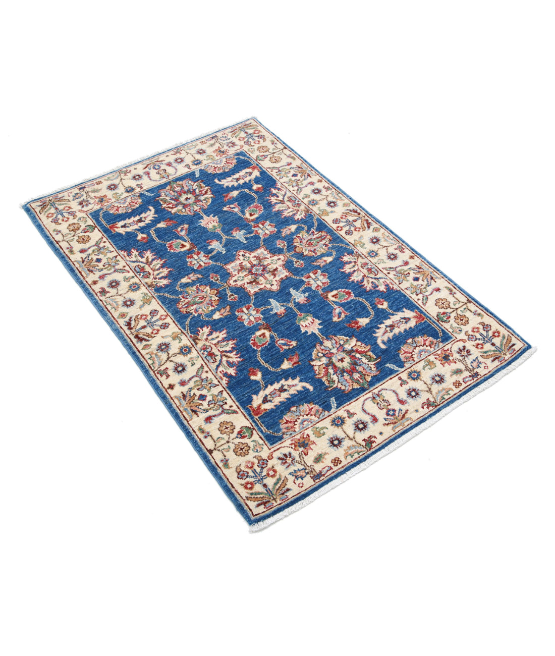 Ziegler 2'7'' X 3'10'' Hand-Knotted Wool Rug 2'7'' x 3'10'' (78 X 115) / Blue / Ivory