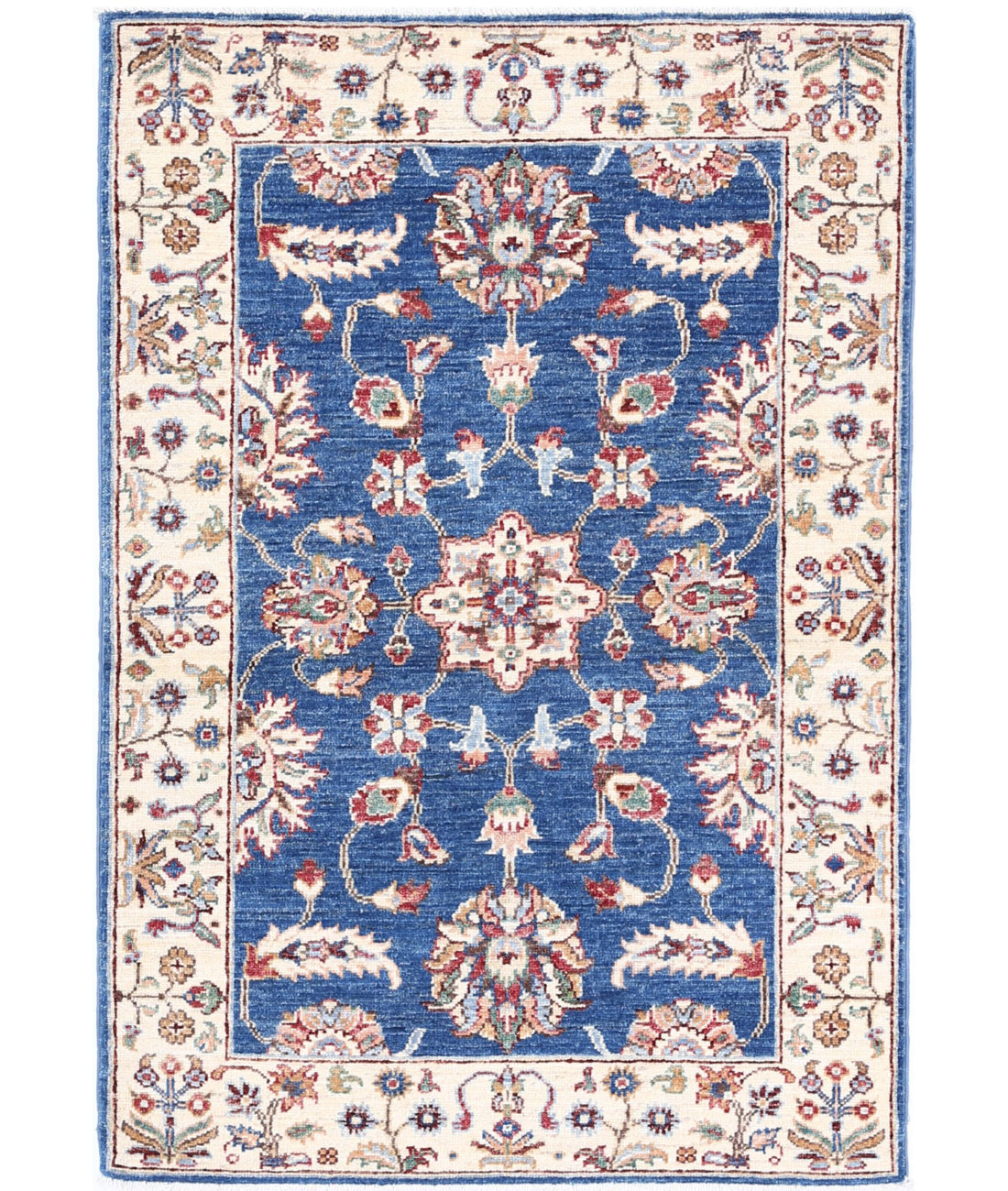 Ziegler 2'7'' X 3'10'' Hand-Knotted Wool Rug 2'7'' x 3'10'' (78 X 115) / Blue / Ivory