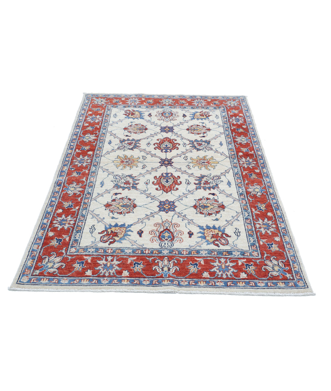 Ziegler 3'10'' X 5'10'' Hand-Knotted Wool Rug 3'10'' x 5'10'' (115 X 175) / Ivory / Red