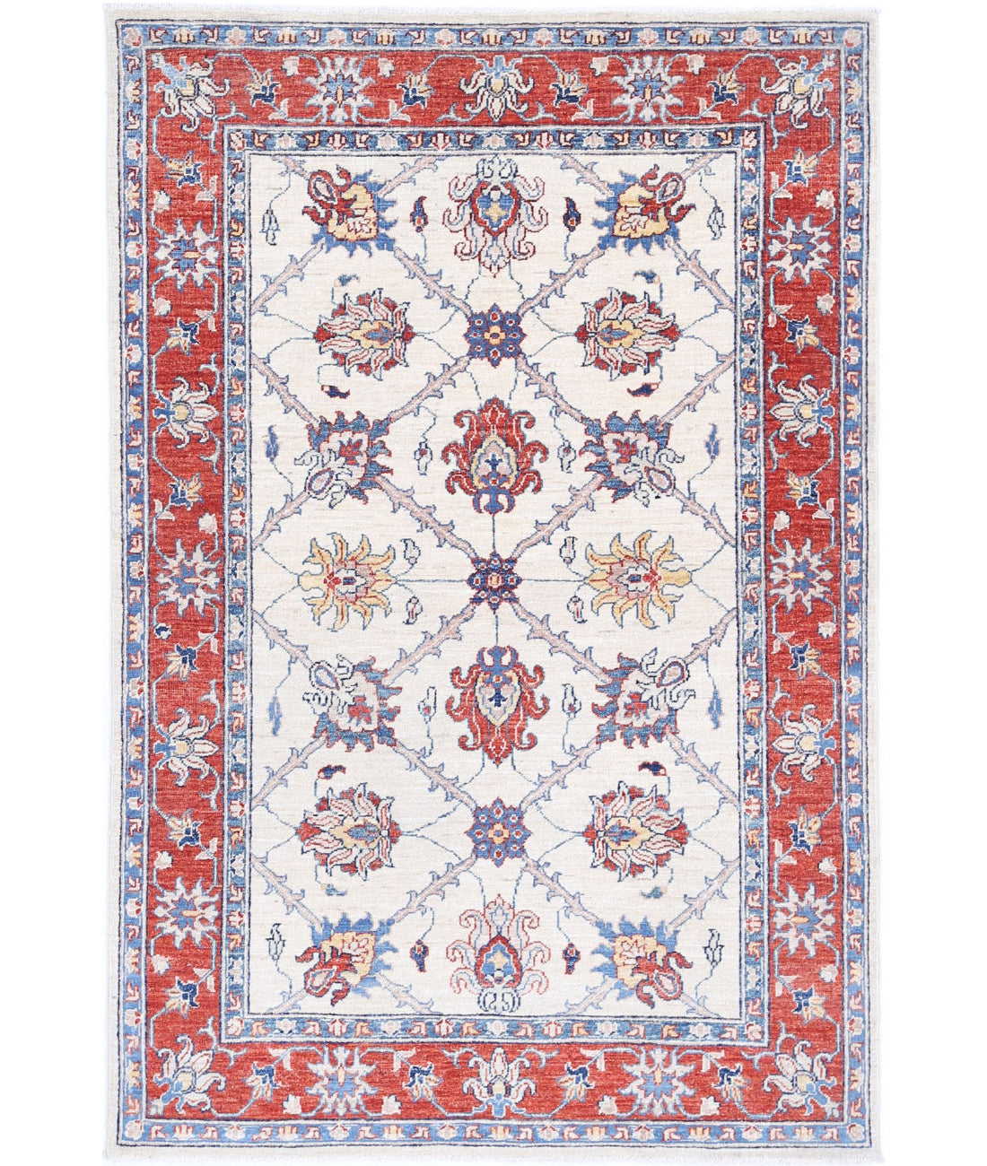 Ziegler 3'10'' X 5'10'' Hand-Knotted Wool Rug 3'10'' x 5'10'' (115 X 175) / Ivory / Red